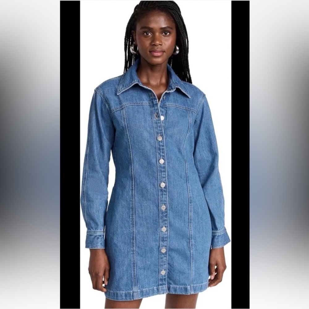 Levis Levi’s Denim Mini Dress Long Sleeve Heavy No-Stretch Cotton Button Front S